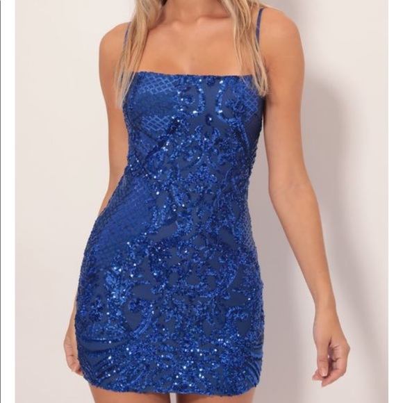 Starstruck Sequin Dress in Royal Blue - Picture 3 of 7